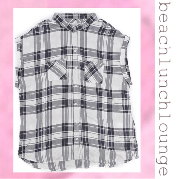 BEACHlunchLOUNGE Sleeveless Flannel B&W SP - Picture 3 of 5